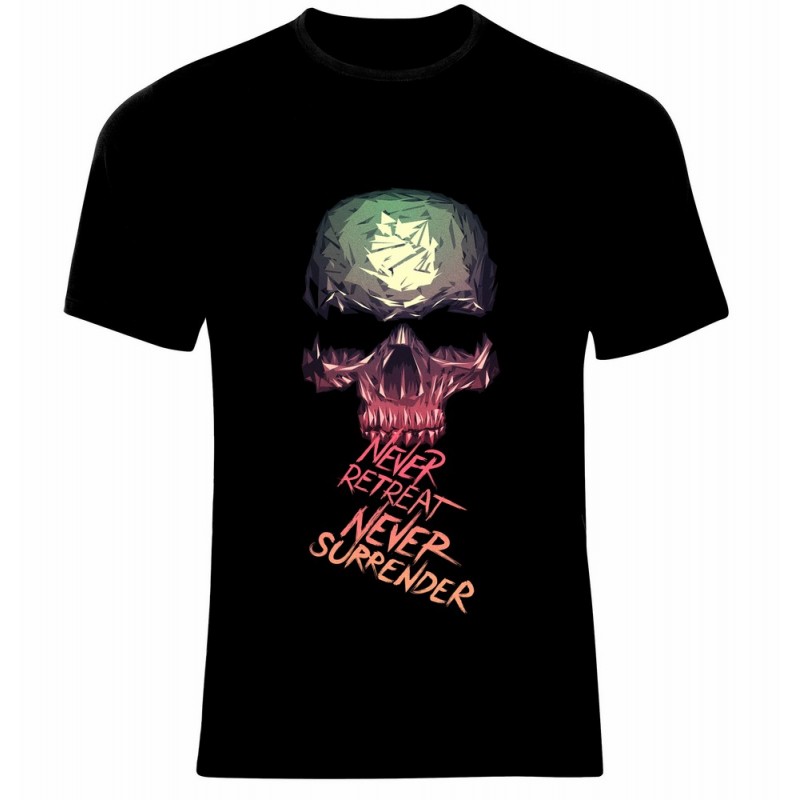 Тениска с Череп - Skull Never Retreat Never Surrender - 500101 Тениска с Череп - Skull Never Retreat Never Surrender - 500101